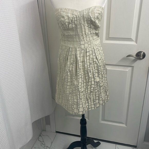 American Eagle Outfitters Cream /Silver Strapless A-line Dress - Picture 1 of 9